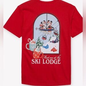 Red Ski Lodge Holiday Mickey & Minnie T-Shirt